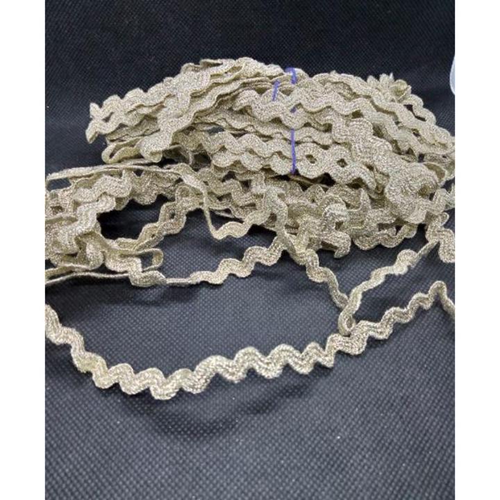Embroidery Zari Kingri Lace in Golden size 14 meter pack