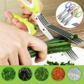 5 Layer Stainless Steel Scissors vegetable cutter chopper Kitchen Knives. 