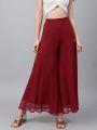 Premium Crinkle Chiffon Ethnic Wide Leg Palazzos For Women. AF-165. 