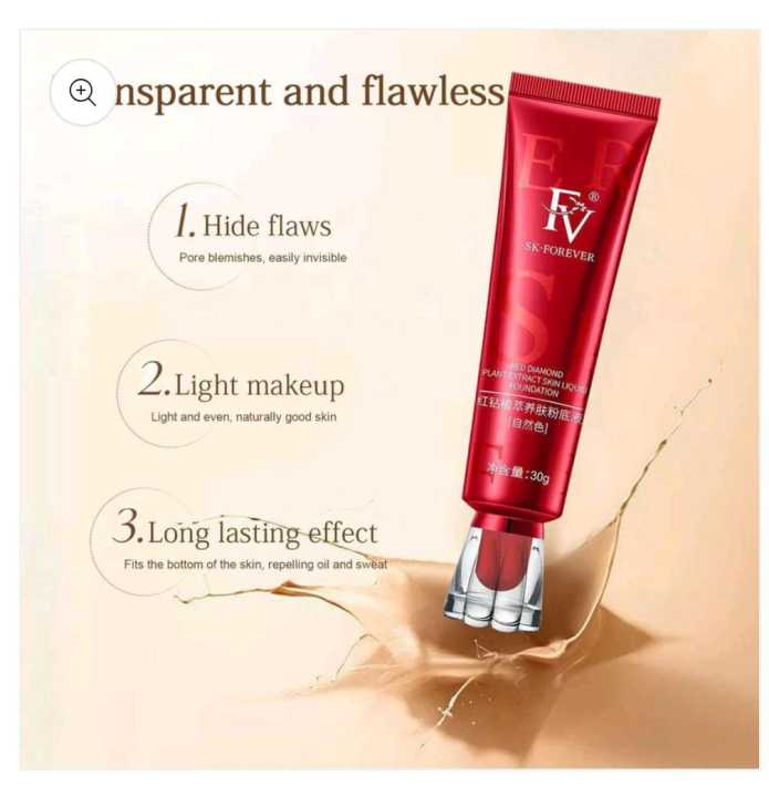 30g FV Red Ginseng Bird Nest Polypeptide Skin Nourishing Long-lasting Maquillaj Makeup Control Concealer Oil Foundation Liq E2J4