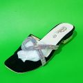 Fancy flat sandals black and golden for girls stylish sandals for women. 