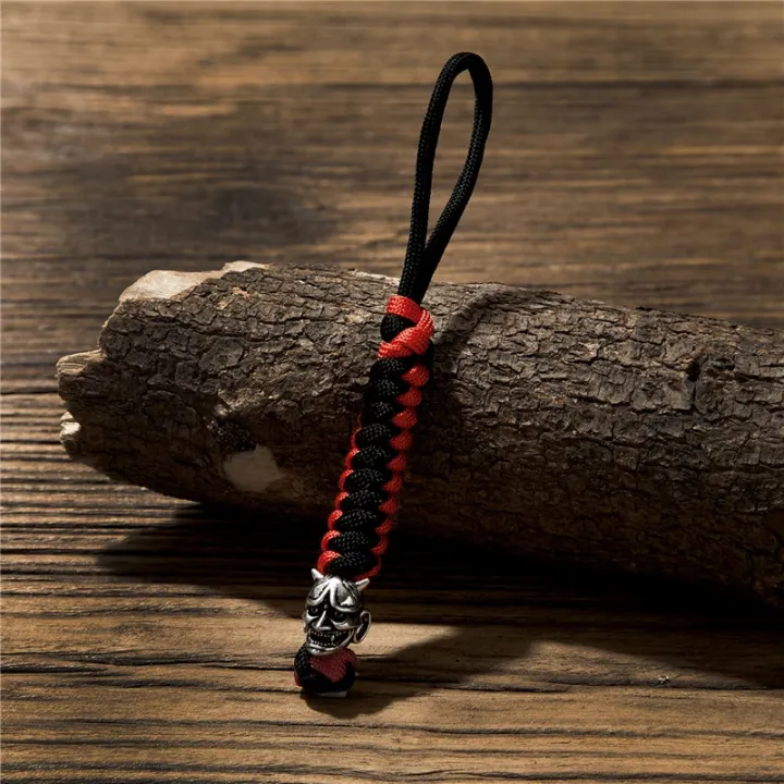 Supretu%20Retro%20Noh%20mask%20Men%20Keychain%20Bag%20Knife%20Pendant%20Women%20Car%20Keyring%20Women%20Navy%20Survival%20Rope%20Japanese%20demon%20Handmade%20Jewelry%20-%20Image%2010