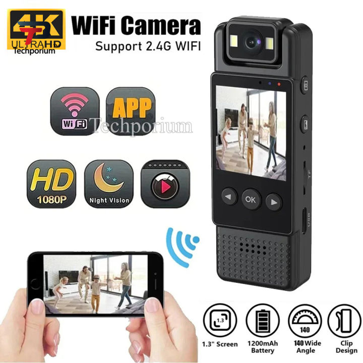 1080p HD Body Camera L12 Mini WiFi Wearable Video Recorder Night Vision Compact Security Cam for Police Guards Office Travel Personal Monitoring Portable Action Cam YouTube TikTok Live Streaming Body Worn Camera Pocket Video Recording System