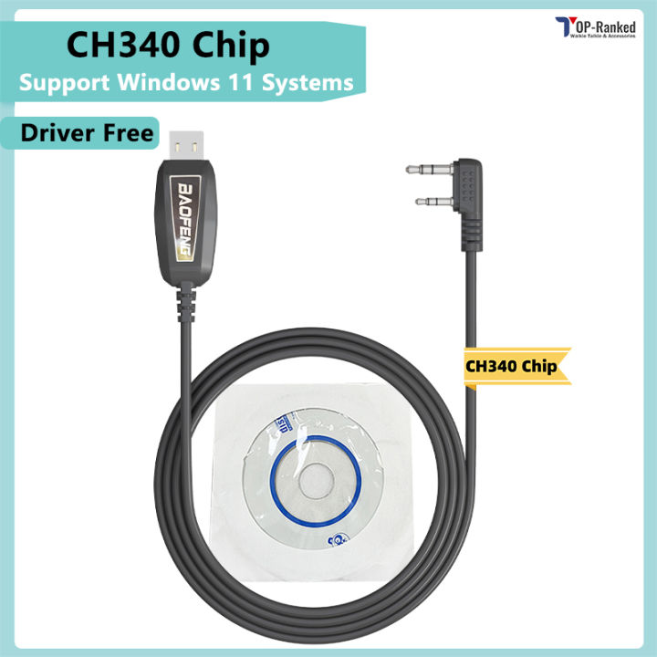 Baofeng CH340 Chip USB Programming Cable Driver Free Support Win11 For UV-25Pro UV-17Pro GPS Quansheng UV-K6 UV-K5 Walkie Talkie