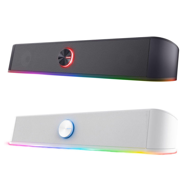 GXTrust Gaming Thorne Soundbar with RGB Lighting 12W, Stereo Computer Boxes, Jack 3.5 mm AUX, Compact 2.0 PC Speaker USB for Desktop, Laptop