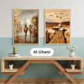 Golden Paths and Dreamy Docks: A Journey in Art 🏙️✨| Size 12x18 inches | Modern Design | 2 piece Design| Painting and Wall decor | Al Ghani. 