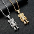 Iced Out Cartoon Puppets Pendant Necklace Hip Hop Necklace For Men Rapper Rope Chain Charm Jewelry Accessories. 