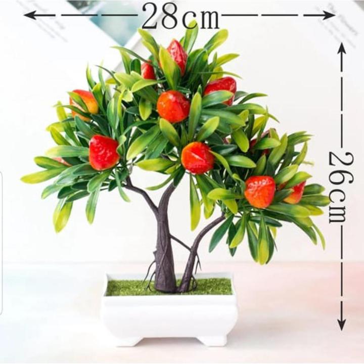 Artificial Fruit Strawberry  Tree Bonsai Home Office Garden Desktop Pot Plants Party Decor For Hotel Garden Wedding Decoration