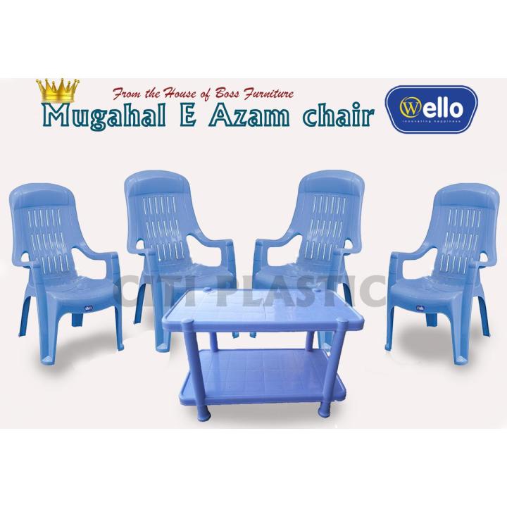 Set Of 4 High back Plastic Chairs indoor/ outdoor garden chairs And Plastic Table