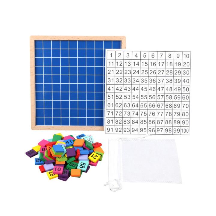 Baby 1-100 Numbers Match Wooden Blocks Puzzle Game Kids Early Educational Toy