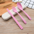 Wheatstraw Natural Plastic BioPlastic Fork Spoon Chopsticks Box Cutlery Set. 