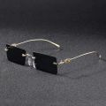 Rimless Sunglasses For Men & Women Retro Irregular Fashion Eyeglasses Large Frame. 