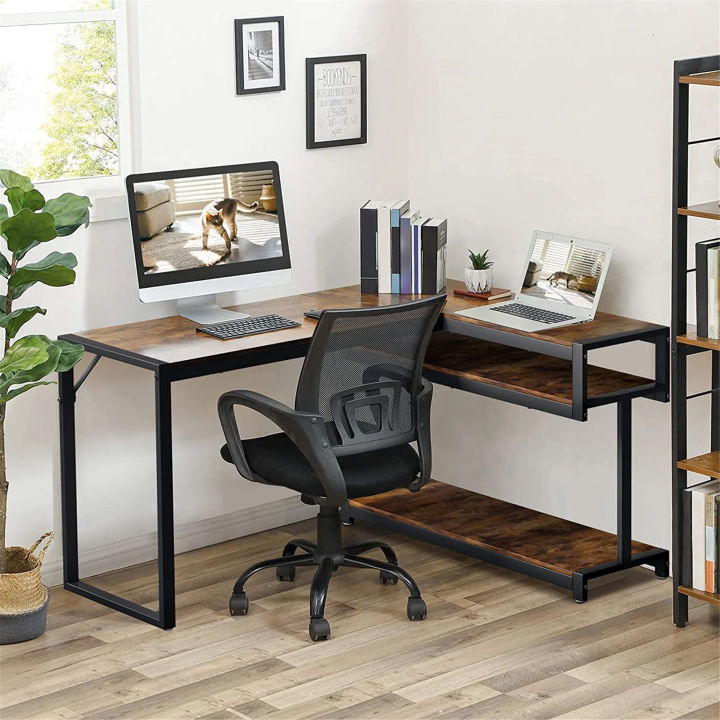 L Shaped Desk, 56” Reversible Corner Desk, Large Industrial Computer Desk, Home Office Workstation, Gaming Desk