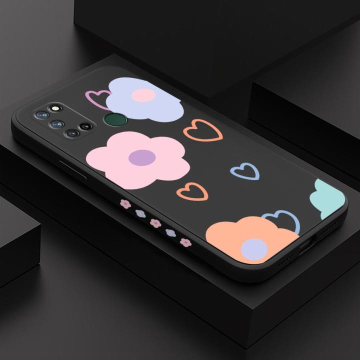 ZeroQiQi for Realme C17 Case Lovely Printing Petal Love Phone Cover Soft Anti Drop Full Cover Camera Protection Case