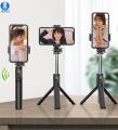 4 in 1 Wireless Selfie Stick Foldable Mini Tripod Stand | R1 (Bluetooth Selfie Stick) Selfie Light Mobile Holder With Fill Light Shutter Remote Control For IOS Android | For Tiktok Vlogging Photography. 