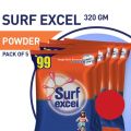 Pack of 5 Surf Excel Original Quick Wash Detergent Powder 320 grams pouch. 