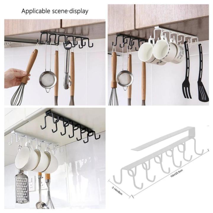 Iron Mug Hooks Under Shelf Coffee Cup Mug Holder For Kitchen Double Row ...