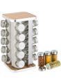 Stainless Steel 16 pcs Jars Rotating Spice Jar Rack Set Seasoning Stand Holder Condiment Salt Pepper Shaker Kitchen Tools. 