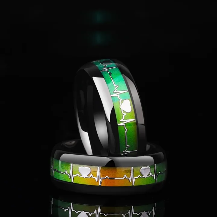 8mm%20Width%20Black%20colour%20Tungsten%20carbide%20Rings%20Temperature%20Band%20With%20Heart%20Beating%20Pattern%20temperature%20mood%20ring%20-%20Image%202
