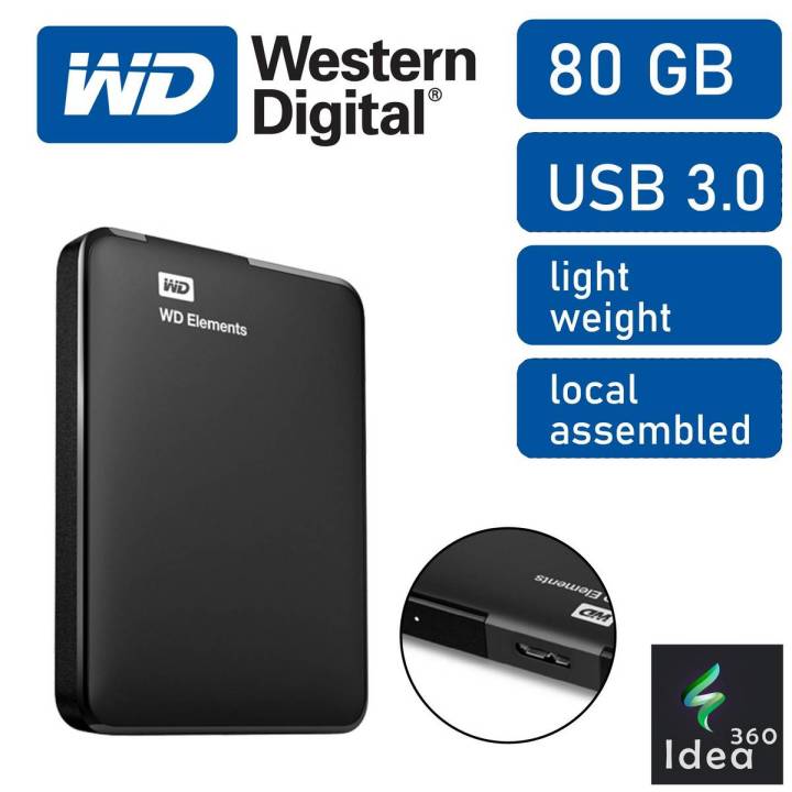 80 GB External Hard Disk Portable 80GB WD Element Hard Drive USB 3.0