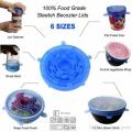 6pcs Reusable Silicone Stretch Lids Fresh Saver Food Kitchen Storage Wraps Cover. 
