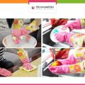 Pair of Cotton-Lined & Plastic Rubber Multipurpose Reusable Extra Long Household Glove. 