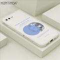 Hontinga for iPhone 7 Plus / 8 Plus Case Side Design Fashion Grey Eearth Moon Back Cover Soft Square Edge Pattern Liquid Silicone Trend Phone Cases. 