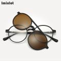 6pcs/set Vintage Round Polarized Clip On Sunglasses Men Women Magnetic Clips Eyewear Eyeglass Optical Frame Night Vision Glasses. 