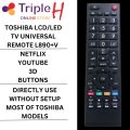 Toshiba LCD Remote Universal LCD/LED Remote Control For TOSHIBA TV Letest Model L890+V Most Advance Remote Use Directly Without Setup | Triple H. 