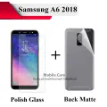 Samsung Galaxy A6 2018 Tempered Glass Screen Protector Polish Glass + Back Matte Protector Soft Film Protection Soft Skin Sheet For Galaxy A6 2018. 