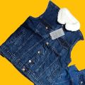 Sleeveless Denim Jacket with Fur for men and women. 