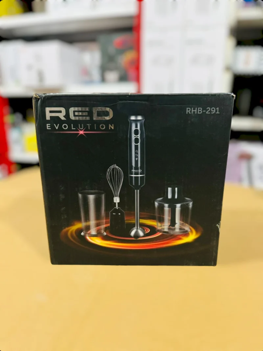 Red Evolution 4-in-1 Hand Blender with 1300W Max Power, 800W Rated, Turbo Mode, 500ml Beaker & Chopper Bowl, Overheat Protection, 0.9m Power Cord, 9900-15000 RPM Speed
