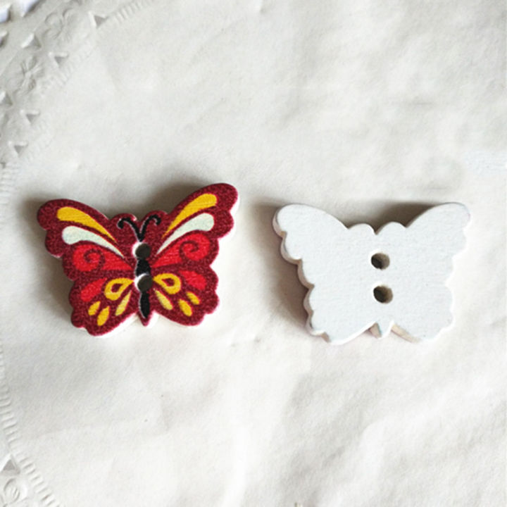 50%20Pcs%202%20Holes%20Colorful%20Butterfly%20Shape%20Wooden%20Buttons%20Clothes%20Sewing%20DIY%20Decor%20-%20Image%204
