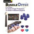 Guitar Fretboard Stickers with guitar finger protectors and simple picks. 