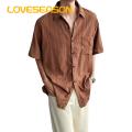 Men Button-up Shirt Men's Hollow Out See-through Shirt Retro Style Streetwear Club Party Top Men Loose Fit Shirt. 