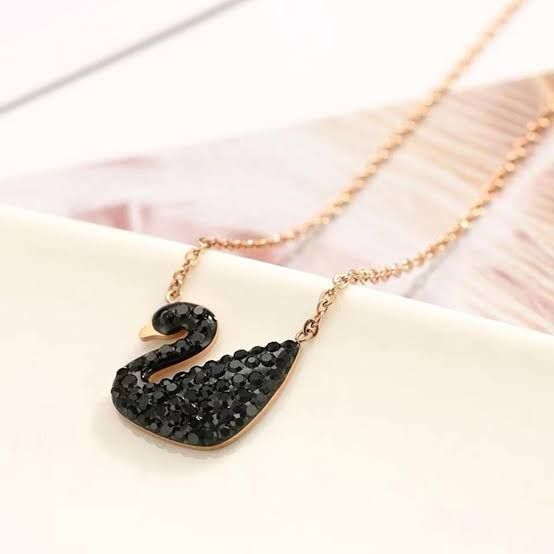 Black Swan Necklace With Gold Plated Chain-Pure Stainless Steel-Anti tarnish Material-Imported Thai Quality-Water/Sweat Resistant