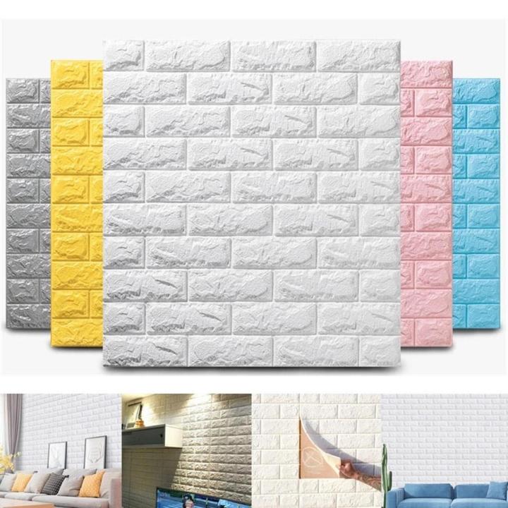 3D Wall Panels Peel and Stick Faux Brick Wallpaper Black Self Adhesive Foam Brick
