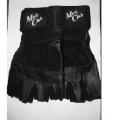 Sport Fitness Leather Gym Gloves Black. 