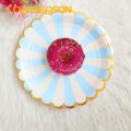 Loveseason Paper Dishes Indeformable Bronzing Stripe Paper Disc Decorations. 