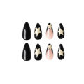 24pcs/Box Fake French Y2k Nails Press On Long Stiletto Almond Shape Wearable False Nails With Stars Designs Full Cover Nail Tips MJ. 