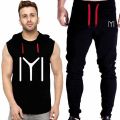 Black Gym Summer Tracksuit (Hooded Sando + Sweatpant). 