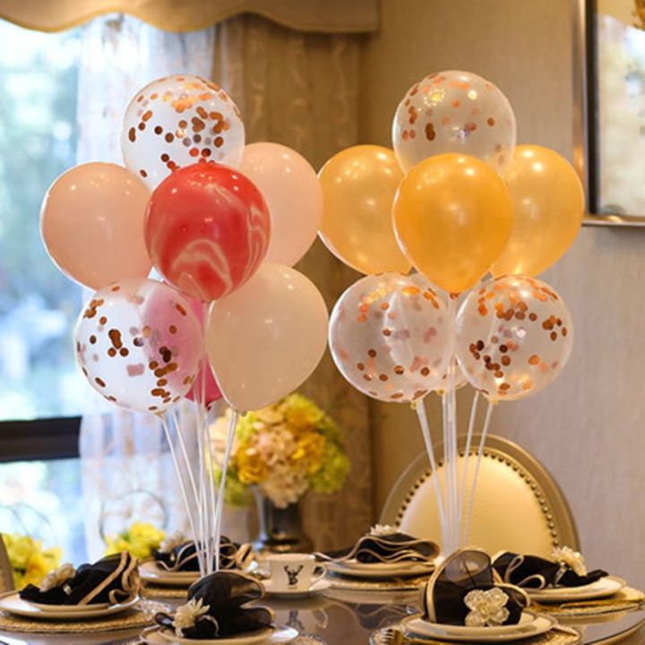7 Tubes Balloons Holder Column Stand Balloon Stand Kit,Reusable Clear Balloon Holder(7 Balloon Sticks,7 Balloon Cups,1 Balloon Base) Makes Balloons Float Without Helium. for Table, Floor, Centerpiece with Base