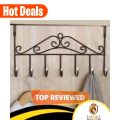 Over Door Hanger with 7 Hooks Metal Over the Door Towel Hook Organizer, Hanging Storage Rack for Hat, Coats, Purses, Scarves, Clothes, Jackets, Belt, Bedroom, Bathroom, Closet. 