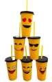 top trending emoji glass with straw for children | new design plastic Juice Glass with straw | Best birthday Gift. 