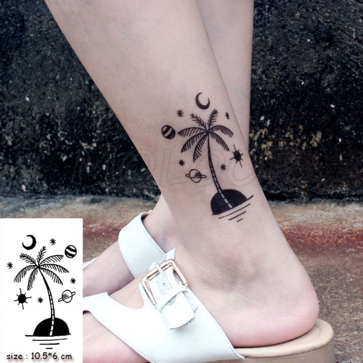 【AiBaby Store】Waterproof Temporary Tattoo Stickers Coconut Palm Planet Tattoo Small Size  Flash Tatoo Tattoos for Man Girl Women