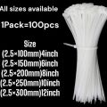 100pcs Best Quality Nylon Cable  Tie Plastic  Self Lock Adhesive Plastic Wire. 