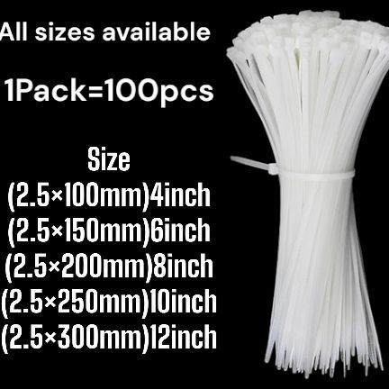 100pcs Best Quality Nylon Cable  Tie Plastic  Self Lock Adhesive Plastic Wire