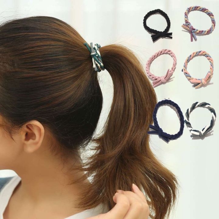 Mixed Color Weave Elastic Rubber Band Ponytail Holder Women Girls Twist Braid Hair Band New Fashion Hair Ties Hair Accessories
