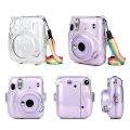 Clear Camera Case Bag For Fujifilm Instax Mini 8/8+/9 Mini 7s 7c 11 Instant Transparent Film Camera Crystal Shockproof Cover Box with Rainbow Shoulder Strap. 