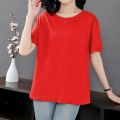 Thin short-sleeved t-shirt women's summer 2022 summer new plus size fat sister imitation cotton loose top ladies k. 